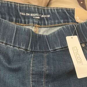 New Chico's Blue Boot Cut Jeans with Stretch Waistband